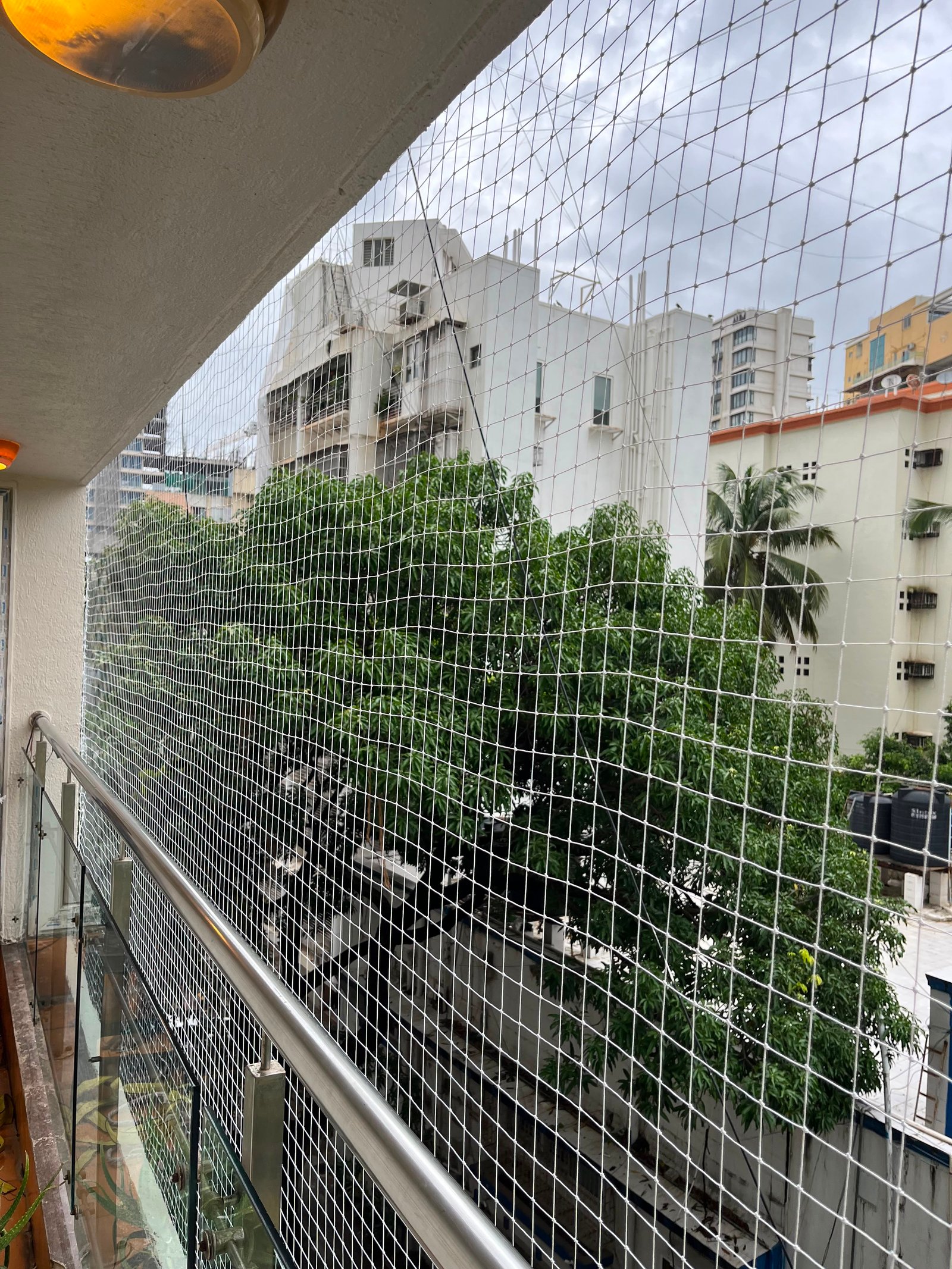 Residential balcony area for safety net installation